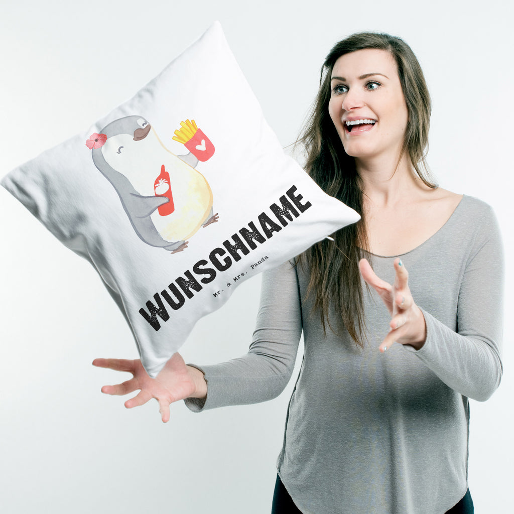 Personalisiertes Kissen Imbissverkäuferin mit Herz Kissen, personalisiert, Name, Wunschname, bedrucken, Kopfkissen, Beruf, Ausbildung, Jubiläum, Abschied, Rente, Kollege, Kollegin, Geschenk, Schenken, Arbeitskollege, Mitarbeiter, Firma, Danke, Dankeschön, Imbissbesitzerin, Imibissverkäuferin, Pommesverkäuferin