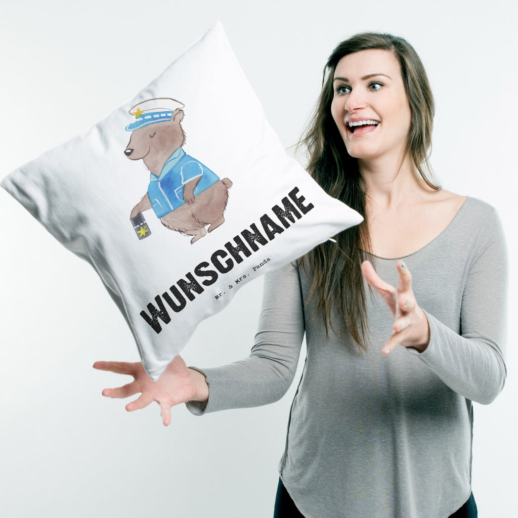 Personalisiertes Kissen Polizistin mit Herz Kissen, personalisiert, Name, Wunschname, bedrucken, Kopfkissen, Beruf, Ausbildung, Jubiläum, Abschied, Rente, Kollege, Kollegin, Geschenk, Schenken, Arbeitskollege, Mitarbeiter, Firma, Danke, Dankeschön, Polizistin, Polizeibeamtin, Wachfrau, Cop, Polizei, Studium
