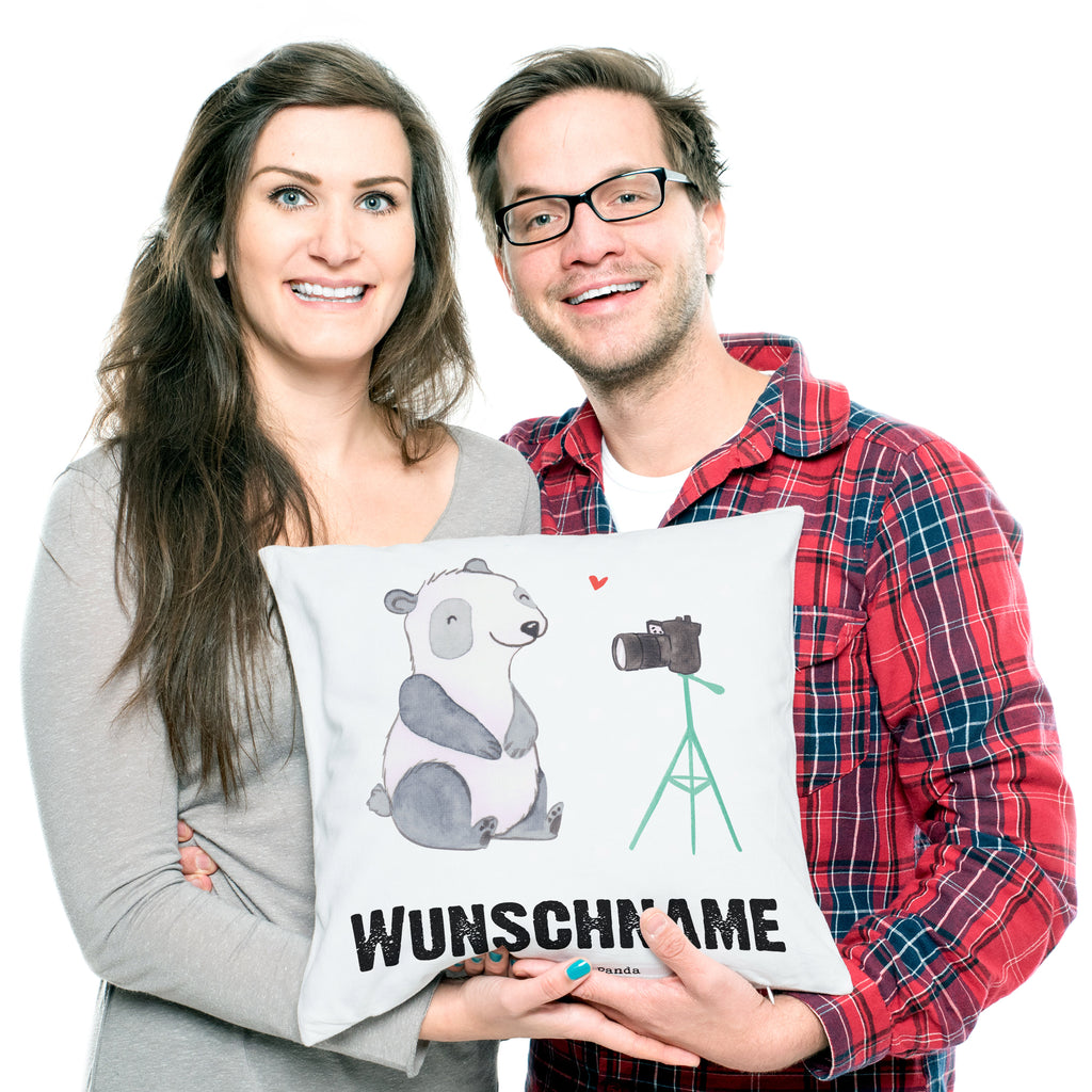 Personalisiertes Kissen Vlogger mit Herz Kissen, personalisiert, Name, Wunschname, bedrucken, Kopfkissen, Beruf, Ausbildung, Jubiläum, Abschied, Rente, Kollege, Kollegin, Geschenk, Schenken, Arbeitskollege, Mitarbeiter, Firma, Danke, Dankeschön