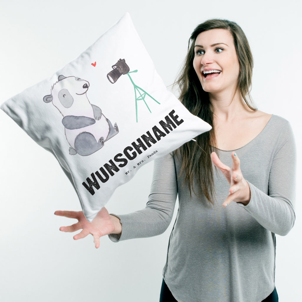 Personalisiertes Kissen Vlogger mit Herz Kissen, personalisiert, Name, Wunschname, bedrucken, Kopfkissen, Beruf, Ausbildung, Jubiläum, Abschied, Rente, Kollege, Kollegin, Geschenk, Schenken, Arbeitskollege, Mitarbeiter, Firma, Danke, Dankeschön