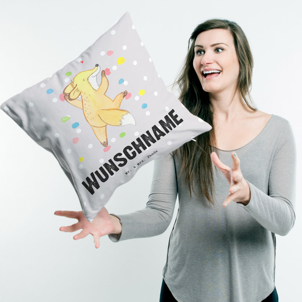 Personalisiertes Kissen Fuchs Bouldern Tage Kissen, personalisiert, Name, Wunschname, bedrucken, Kopfkissen, Geschenk, Sport, Sportart, Hobby, Schenken, Danke, Dankeschön, Auszeichnung, Gewinn, Sportler, bouldern, Klettern, Kletterhalle, Boulderhalle
