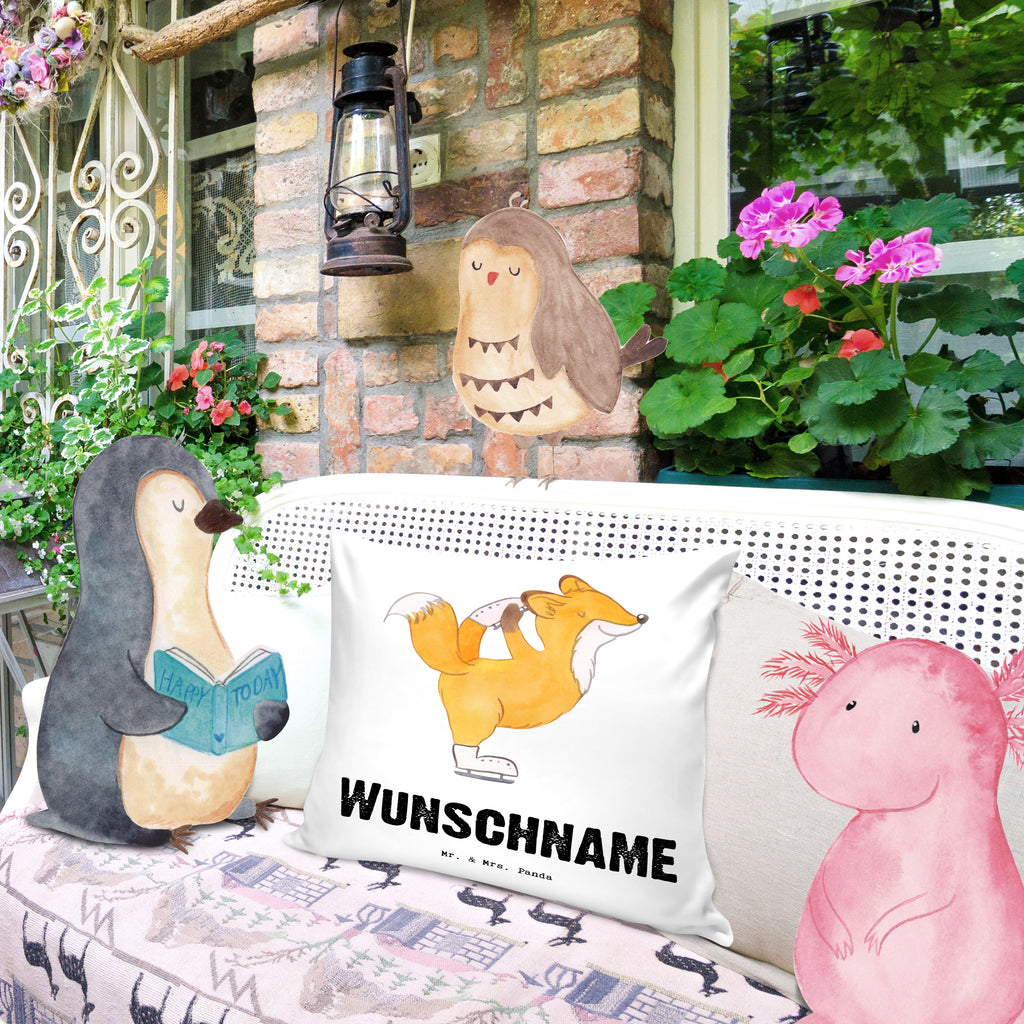 Personalisiertes Kissen Fuchs Eiskunstläufer Tage Kissen, personalisiert, Name, Wunschname, bedrucken, Kopfkissen, Geschenk, Sport, Sportart, Hobby, Schenken, Danke, Dankeschön, Auszeichnung, Gewinn, Sportler, Eiskunstläufer, Eiskunstläuferin, Eiskunst