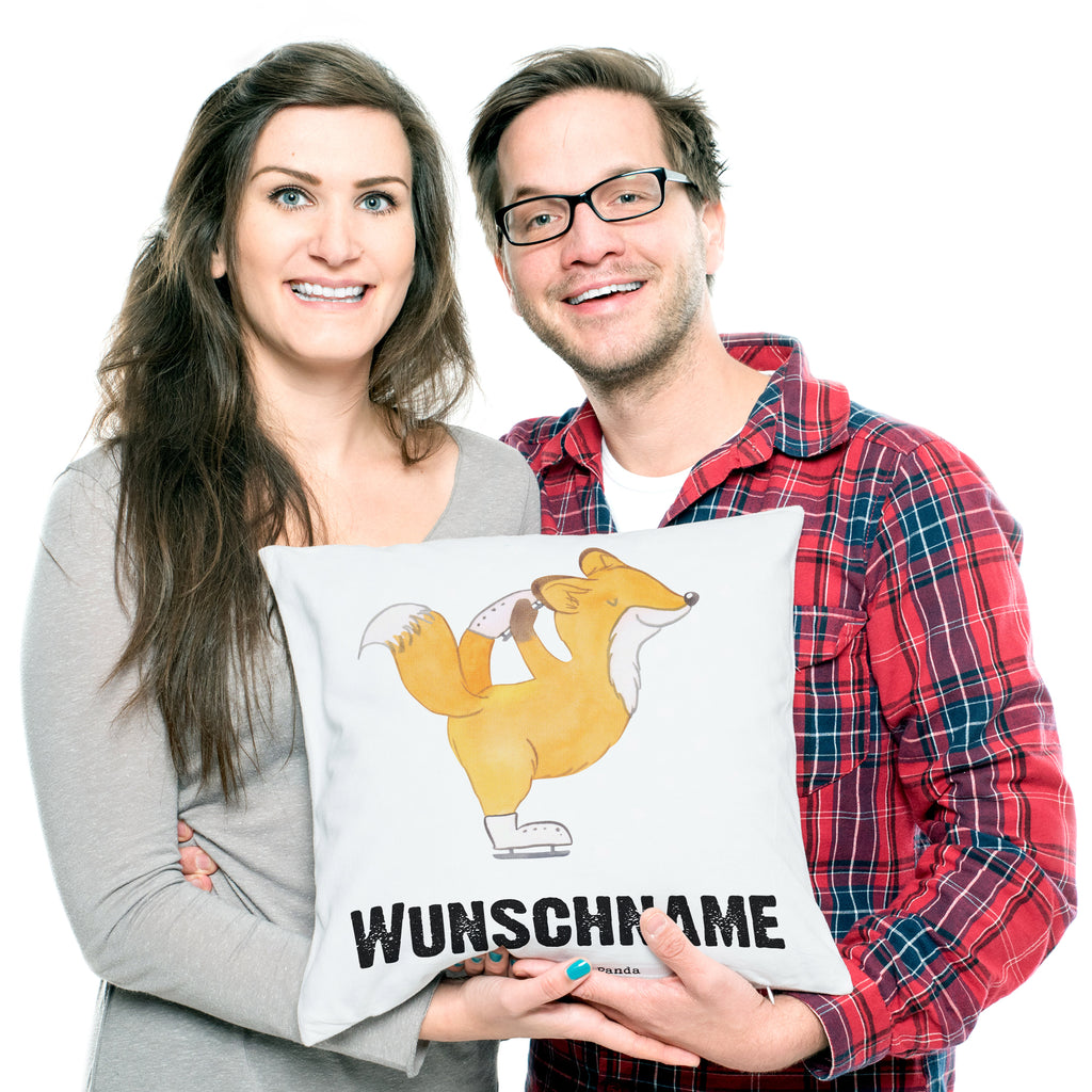 Personalisiertes Kissen Fuchs Eiskunstläufer Tage Kissen, personalisiert, Name, Wunschname, bedrucken, Kopfkissen, Geschenk, Sport, Sportart, Hobby, Schenken, Danke, Dankeschön, Auszeichnung, Gewinn, Sportler, Eiskunstläufer, Eiskunstläuferin, Eiskunst