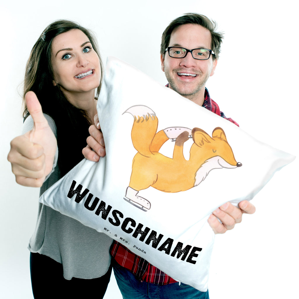 Personalisiertes Kissen Fuchs Eiskunstläufer Tage Kissen, personalisiert, Name, Wunschname, bedrucken, Kopfkissen, Geschenk, Sport, Sportart, Hobby, Schenken, Danke, Dankeschön, Auszeichnung, Gewinn, Sportler, Eiskunstläufer, Eiskunstläuferin, Eiskunst