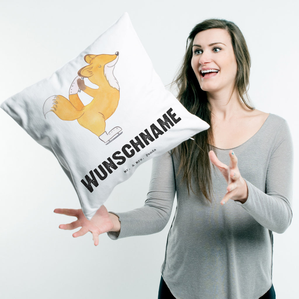 Personalisiertes Kissen Fuchs Eiskunstläufer Tage Kissen, personalisiert, Name, Wunschname, bedrucken, Kopfkissen, Geschenk, Sport, Sportart, Hobby, Schenken, Danke, Dankeschön, Auszeichnung, Gewinn, Sportler, Eiskunstläufer, Eiskunstläuferin, Eiskunst