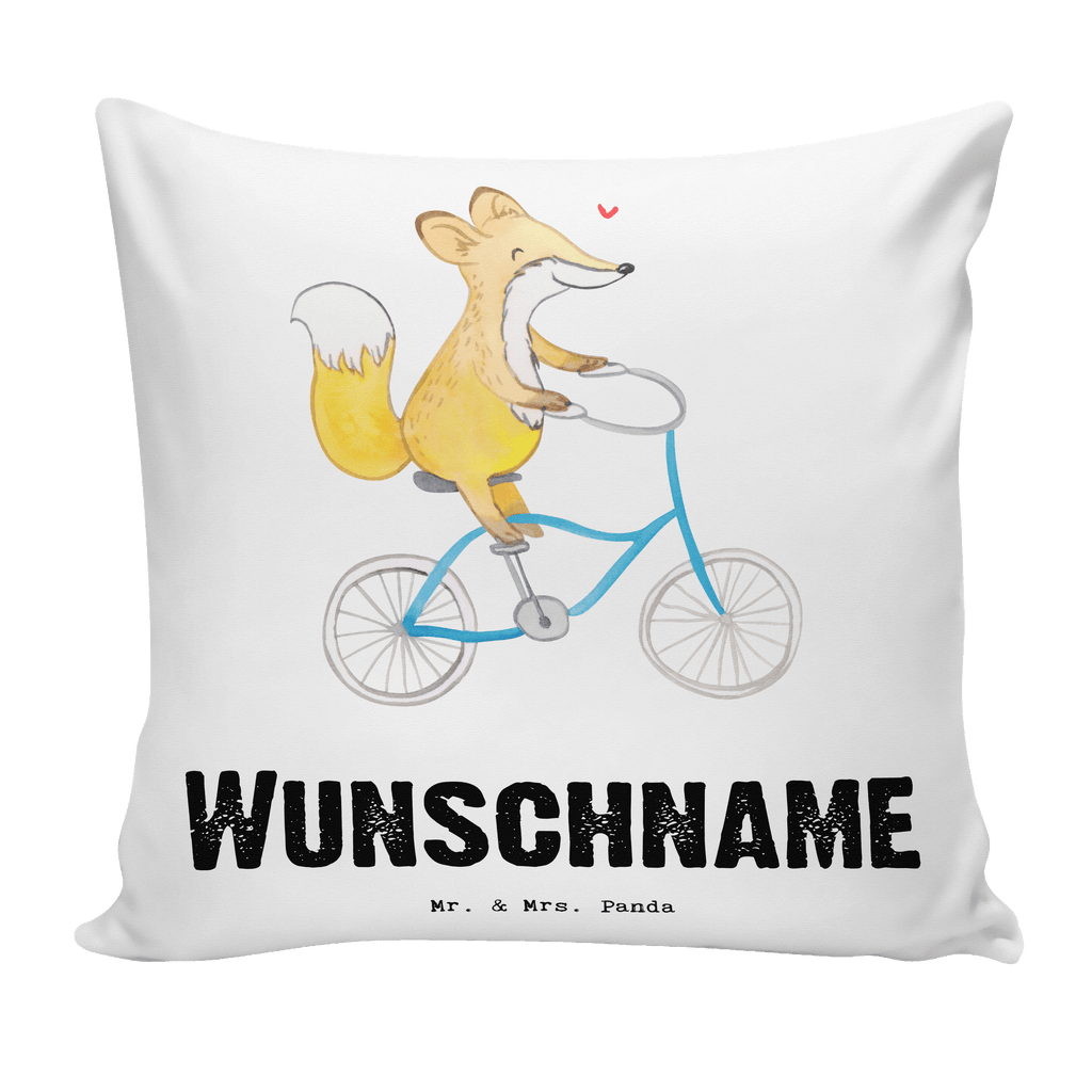 Personalisiertes Kissen Fuchs Fahrrad fahren Tage Kissen, personalisiert, Name, Wunschname, bedrucken, Kopfkissen, Geschenk, Sport, Sportart, Hobby, Schenken, Danke, Dankeschön, Auszeichnung, Gewinn, Sportler, Fahrrad fahren, Radeln, Trekking, Mountainbiking, Radsport