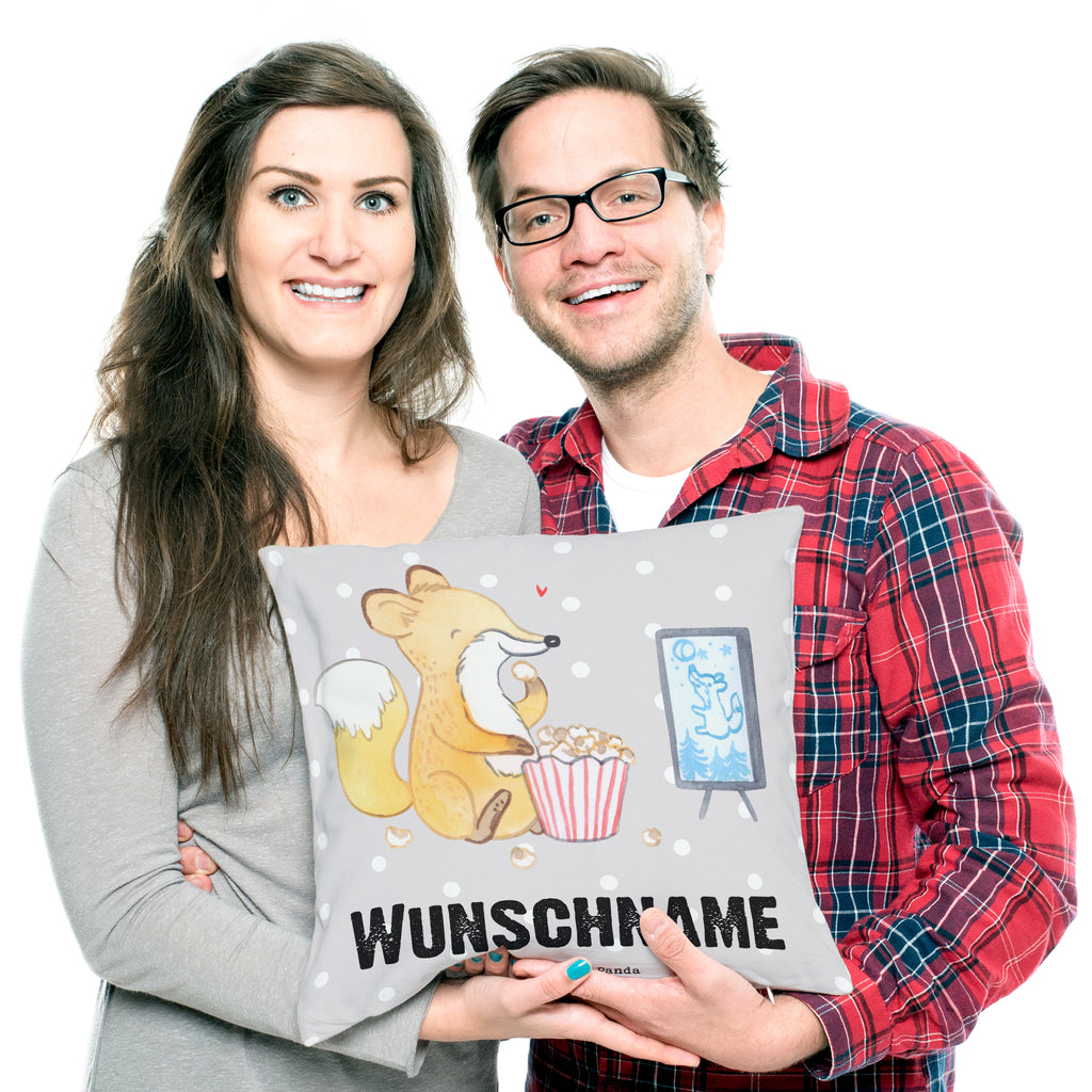 Personalisiertes Kissen Fuchs Filme gucken Tage Kissen, personalisiert, Name, Wunschname, bedrucken, Kopfkissen, Geschenk, Sport, Sportart, Hobby, Schenken, Danke, Dankeschön, Auszeichnung, Gewinn, Sportler, Filmabend, Filme gucken, TV, Fernsehen, Kino