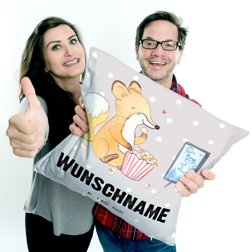 Personalisiertes Kissen Fuchs Filme gucken Tage Kissen, personalisiert, Name, Wunschname, bedrucken, Kopfkissen, Geschenk, Sport, Sportart, Hobby, Schenken, Danke, Dankeschön, Auszeichnung, Gewinn, Sportler, Filmabend, Filme gucken, TV, Fernsehen, Kino