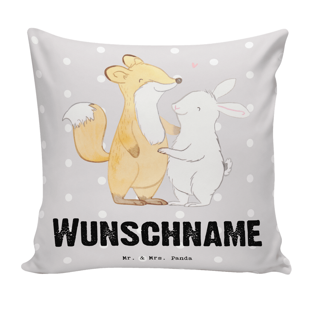 Personalisiertes Kissen Fuchs Hase Freunde treffen Tage Kissen, personalisiert, Name, Wunschname, bedrucken, Kopfkissen, Geschenk, Sport, Sportart, Hobby, Schenken, Danke, Dankeschön, Auszeichnung, Gewinn, Sportler, Freunde treffen