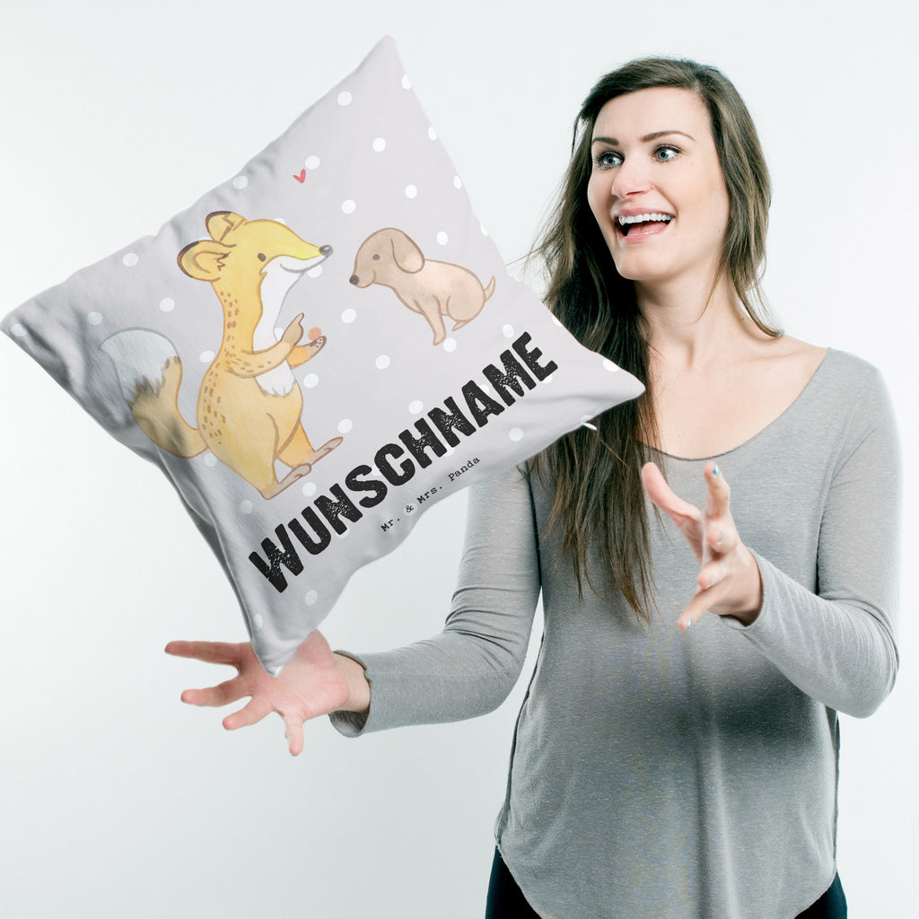 Personalisiertes Kissen Fuchs Hundetraining Tage Kissen, personalisiert, Name, Wunschname, bedrucken, Kopfkissen, Geschenk, Sport, Sportart, Hobby, Schenken, Danke, Dankeschön, Auszeichnung, Gewinn, Sportler, Hundetraining, Hundeerziehung, Hundeschule, Welpenschule, Hundeprüfung