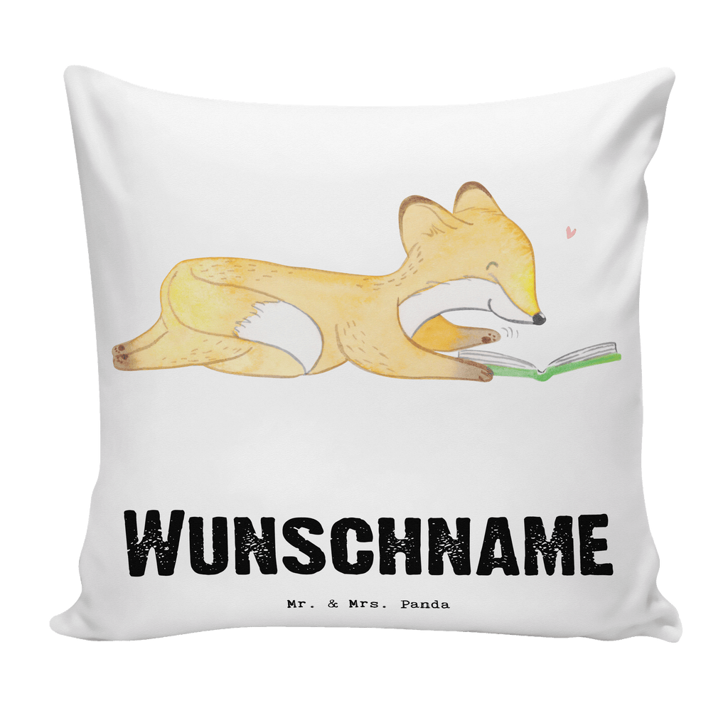 Personalisiertes Kissen Fuchs Lesen Tage Kissen, personalisiert, Name, Wunschname, bedrucken, Kopfkissen, Geschenk, Sport, Sportart, Hobby, Schenken, Danke, Dankeschön, Auszeichnung, Gewinn, Sportler, lesen, Bücher lesen, Bücherwurm