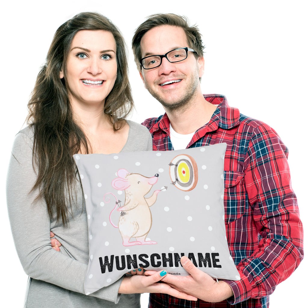 Personalisiertes Kissen Maus Dart spielen Tage Kissen, personalisiert, Name, Wunschname, bedrucken, Kopfkissen, Geschenk, Sport, Sportart, Hobby, Schenken, Danke, Dankeschön, Auszeichnung, Gewinn, Sportler, Dart spielen, Darten, Darts, Dart Turnier