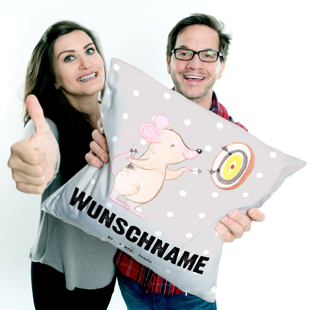 Personalisiertes Kissen Maus Dart spielen Tage Kissen, personalisiert, Name, Wunschname, bedrucken, Kopfkissen, Geschenk, Sport, Sportart, Hobby, Schenken, Danke, Dankeschön, Auszeichnung, Gewinn, Sportler, Dart spielen, Darten, Darts, Dart Turnier