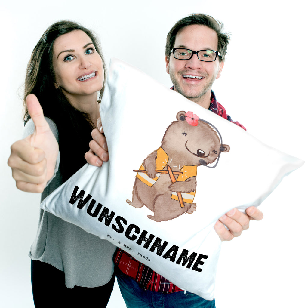 Personalisiertes Kissen Flugbegleiterin mit Herz Kissen, personalisiert, Name, Wunschname, bedrucken, Kopfkissen, Beruf, Ausbildung, Jubiläum, Abschied, Rente, Kollege, Kollegin, Geschenk, Schenken, Arbeitskollege, Mitarbeiter, Firma, Danke, Dankeschön, Flugbegleiterin, Stewardess, Flugstewardess, Flight-Attendant