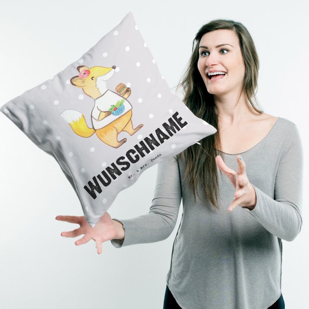 Personalisiertes Kissen Systemgastronomin mit Herz Kissen, personalisiert, Name, Wunschname, bedrucken, Kopfkissen, Beruf, Ausbildung, Jubiläum, Abschied, Rente, Kollege, Kollegin, Geschenk, Schenken, Arbeitskollege, Mitarbeiter, Firma, Danke, Dankeschön
