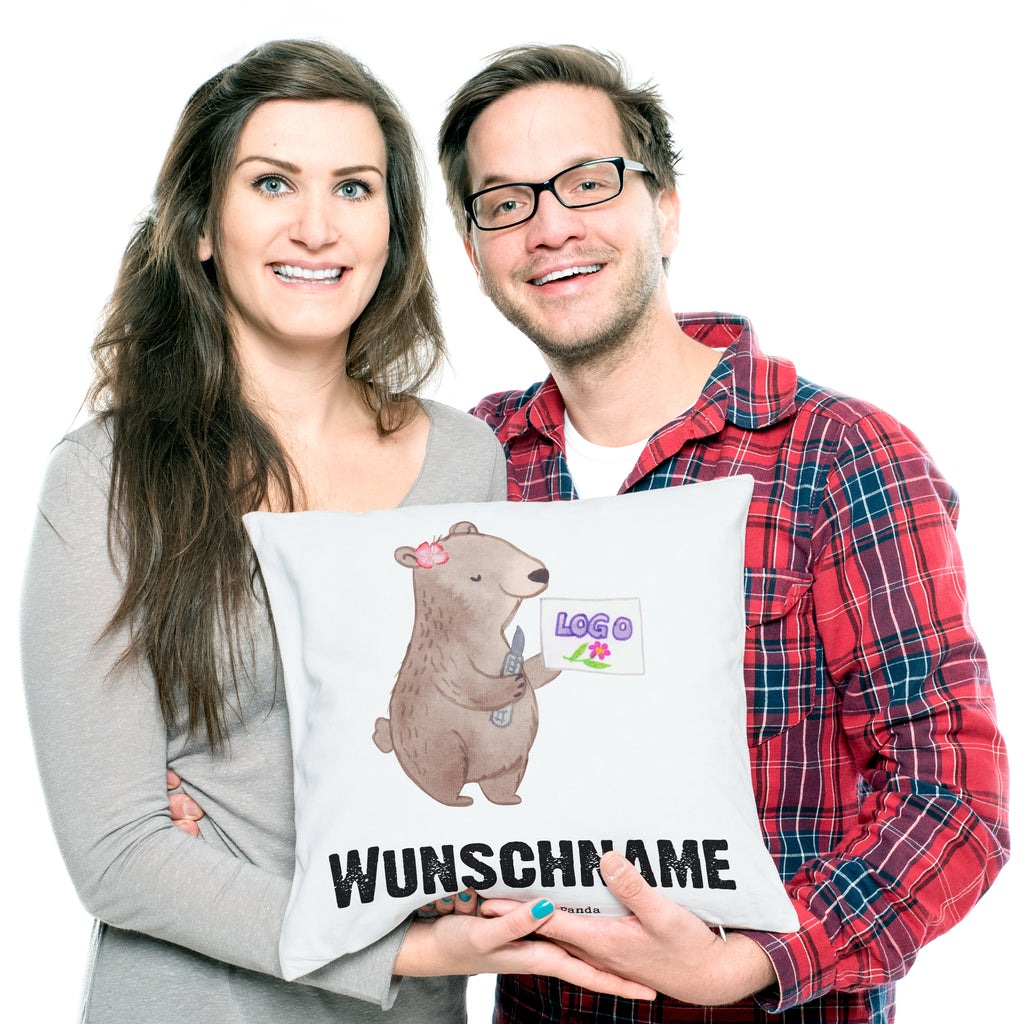 Personalisiertes Kissen Werbetechnikerin mit Herz Kissen, personalisiert, Name, Wunschname, bedrucken, Kopfkissen, Beruf, Ausbildung, Jubiläum, Abschied, Rente, Kollege, Kollegin, Geschenk, Schenken, Arbeitskollege, Mitarbeiter, Firma, Danke, Dankeschön