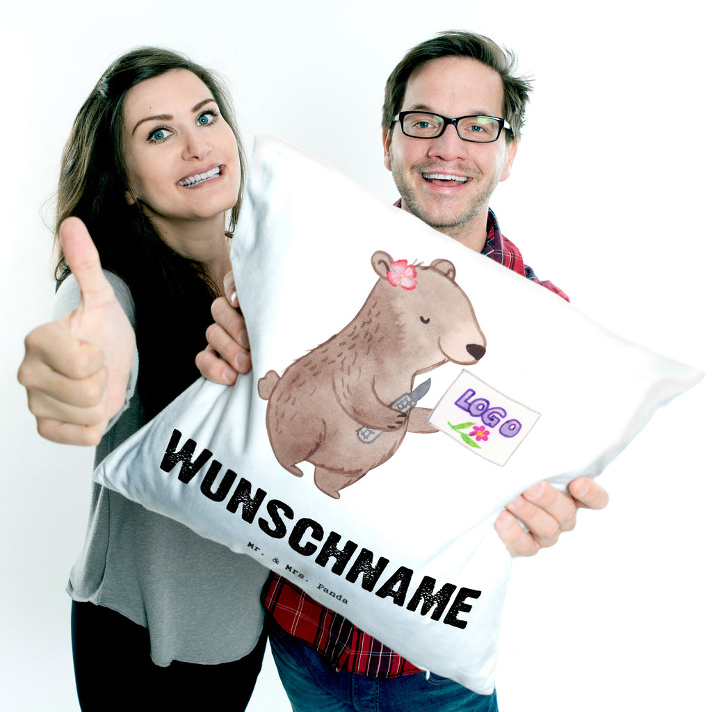 Personalisiertes Kissen Werbetechnikerin mit Herz Kissen, personalisiert, Name, Wunschname, bedrucken, Kopfkissen, Beruf, Ausbildung, Jubiläum, Abschied, Rente, Kollege, Kollegin, Geschenk, Schenken, Arbeitskollege, Mitarbeiter, Firma, Danke, Dankeschön