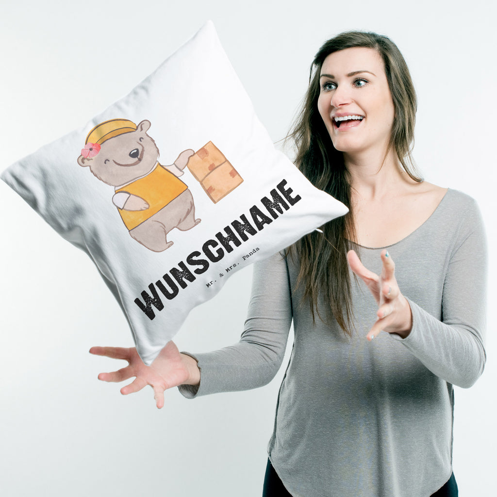 Personalisiertes Kissen Lieferdienstmitarbeiterin mit Herz Kissen, personalisiert, Name, Wunschname, bedrucken, Kopfkissen, Beruf, Ausbildung, Jubiläum, Abschied, Rente, Kollege, Kollegin, Geschenk, Schenken, Arbeitskollege, Mitarbeiter, Firma, Danke, Dankeschön, Lieferdienstmitarbeiterin, Pizzabäckerin, Pizzabotin, Pizzabringdienst, Lieferbringdienst