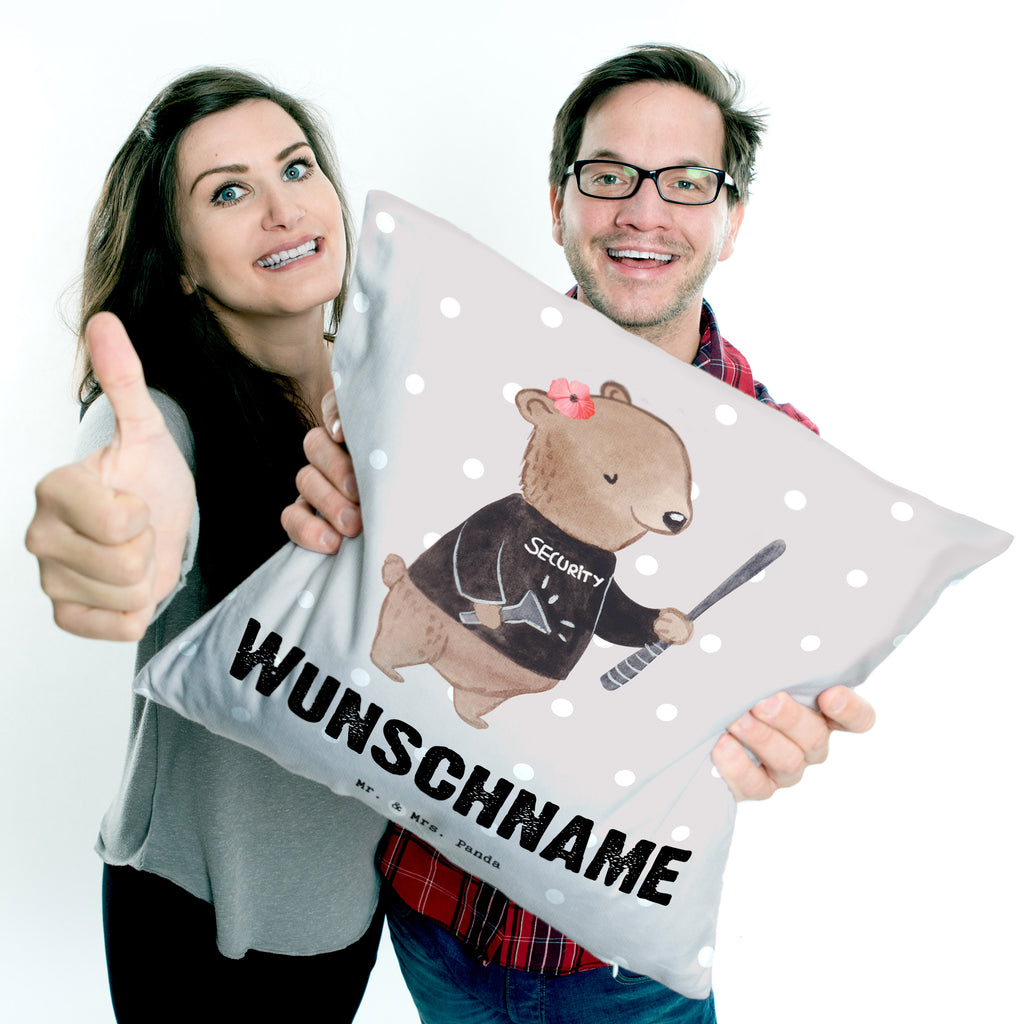 Personalisiertes Kissen Security Mitarbeiterin mit Herz Kissen, personalisiert, Name, Wunschname, bedrucken, Kopfkissen, Beruf, Ausbildung, Jubiläum, Abschied, Rente, Kollege, Kollegin, Geschenk, Schenken, Arbeitskollege, Mitarbeiter, Firma, Danke, Dankeschön