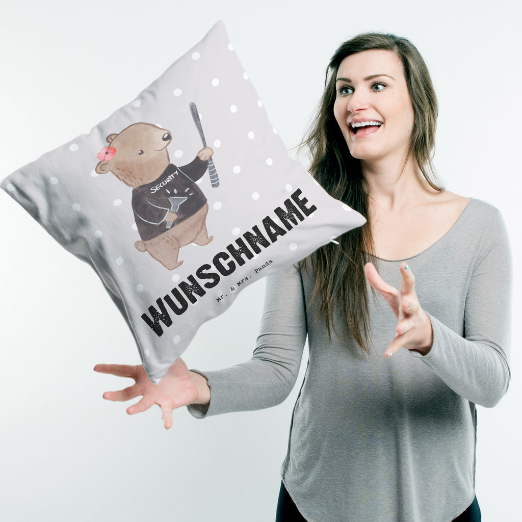 Personalisiertes Kissen Security Mitarbeiterin mit Herz Kissen, personalisiert, Name, Wunschname, bedrucken, Kopfkissen, Beruf, Ausbildung, Jubiläum, Abschied, Rente, Kollege, Kollegin, Geschenk, Schenken, Arbeitskollege, Mitarbeiter, Firma, Danke, Dankeschön