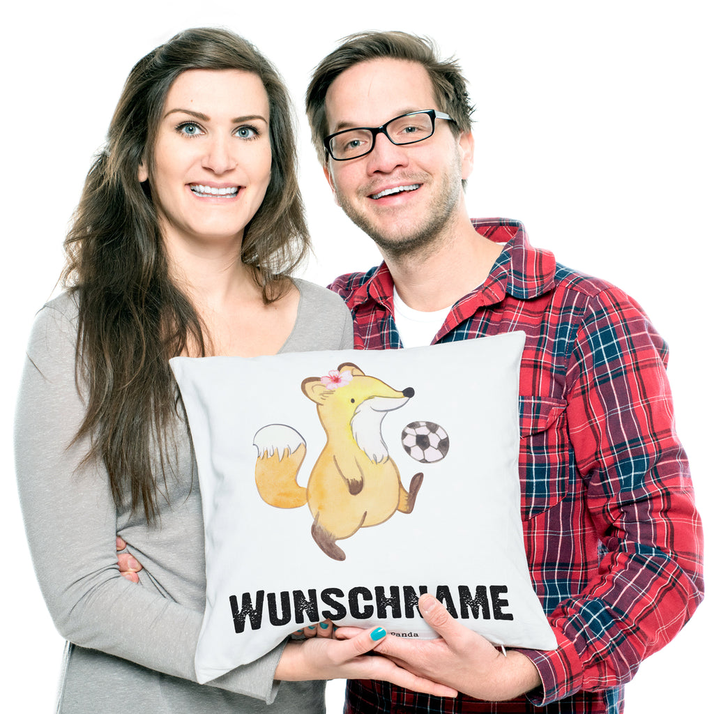 Personalisiertes Kissen Fußballerin mit Herz Kissen, personalisiert, Name, Wunschname, bedrucken, Kopfkissen, Beruf, Ausbildung, Jubiläum, Abschied, Rente, Kollege, Kollegin, Geschenk, Schenken, Arbeitskollege, Mitarbeiter, Firma, Danke, Dankeschön, Fußballerin, Fußballspielerin, Profi Fußballerin, Fußballspiel, Glücksbringer