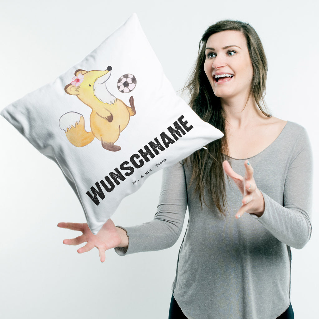 Personalisiertes Kissen Fußballerin mit Herz Kissen, personalisiert, Name, Wunschname, bedrucken, Kopfkissen, Beruf, Ausbildung, Jubiläum, Abschied, Rente, Kollege, Kollegin, Geschenk, Schenken, Arbeitskollege, Mitarbeiter, Firma, Danke, Dankeschön, Fußballerin, Fußballspielerin, Profi Fußballerin, Fußballspiel, Glücksbringer