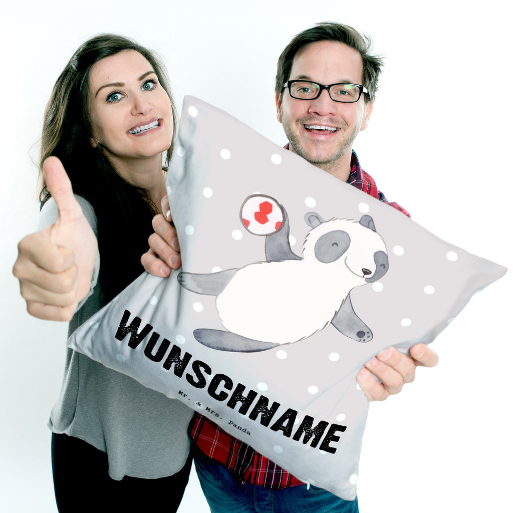 Personalisiertes Kissen Panda Handball spielen Tage Kissen, personalisiert, Name, Wunschname, bedrucken, Kopfkissen, Geschenk, Sport, Sportart, Hobby, Schenken, Danke, Dankeschön, Auszeichnung, Gewinn, Sportler, Handball spielen, Handball Turnier, Handball Club, Handball Verein