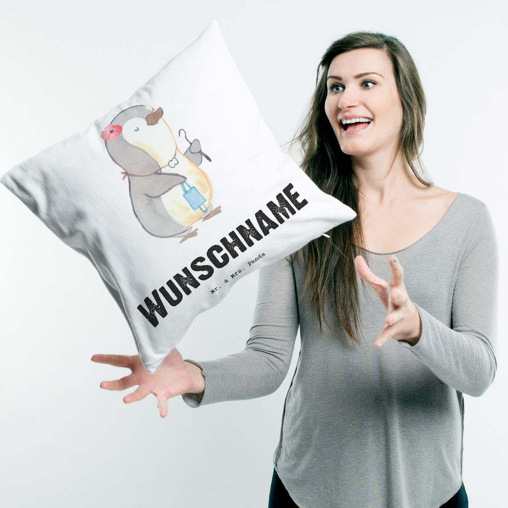 Personalisiertes Kissen Kieferorthopädin mit Herz Kissen, personalisiert, Name, Wunschname, bedrucken, Kopfkissen, Beruf, Ausbildung, Jubiläum, Abschied, Rente, Kollege, Kollegin, Geschenk, Schenken, Arbeitskollege, Mitarbeiter, Firma, Danke, Dankeschön