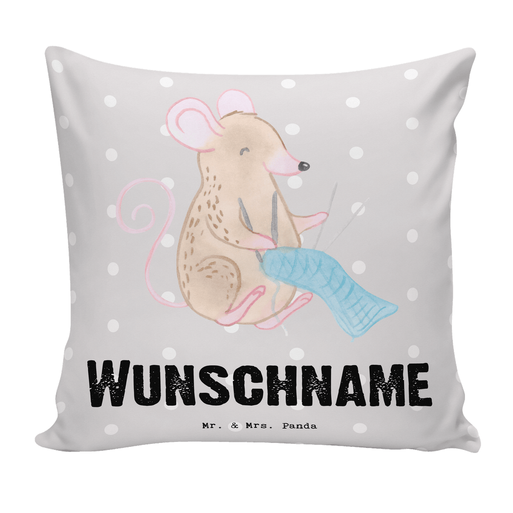 Personalisiertes Kissen Maus Stricken Tage Kissen, personalisiert, Name, Wunschname, bedrucken, Kopfkissen, Geschenk, Sport, Sportart, Hobby, Schenken, Danke, Dankeschön, Auszeichnung, Gewinn, Sportler, Stricken, DIY