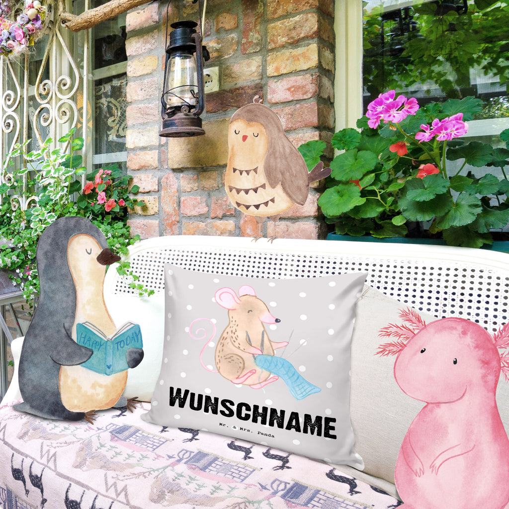 Personalisiertes Kissen Maus Stricken Tage Kissen, personalisiert, Name, Wunschname, bedrucken, Kopfkissen, Geschenk, Sport, Sportart, Hobby, Schenken, Danke, Dankeschön, Auszeichnung, Gewinn, Sportler, Stricken, DIY
