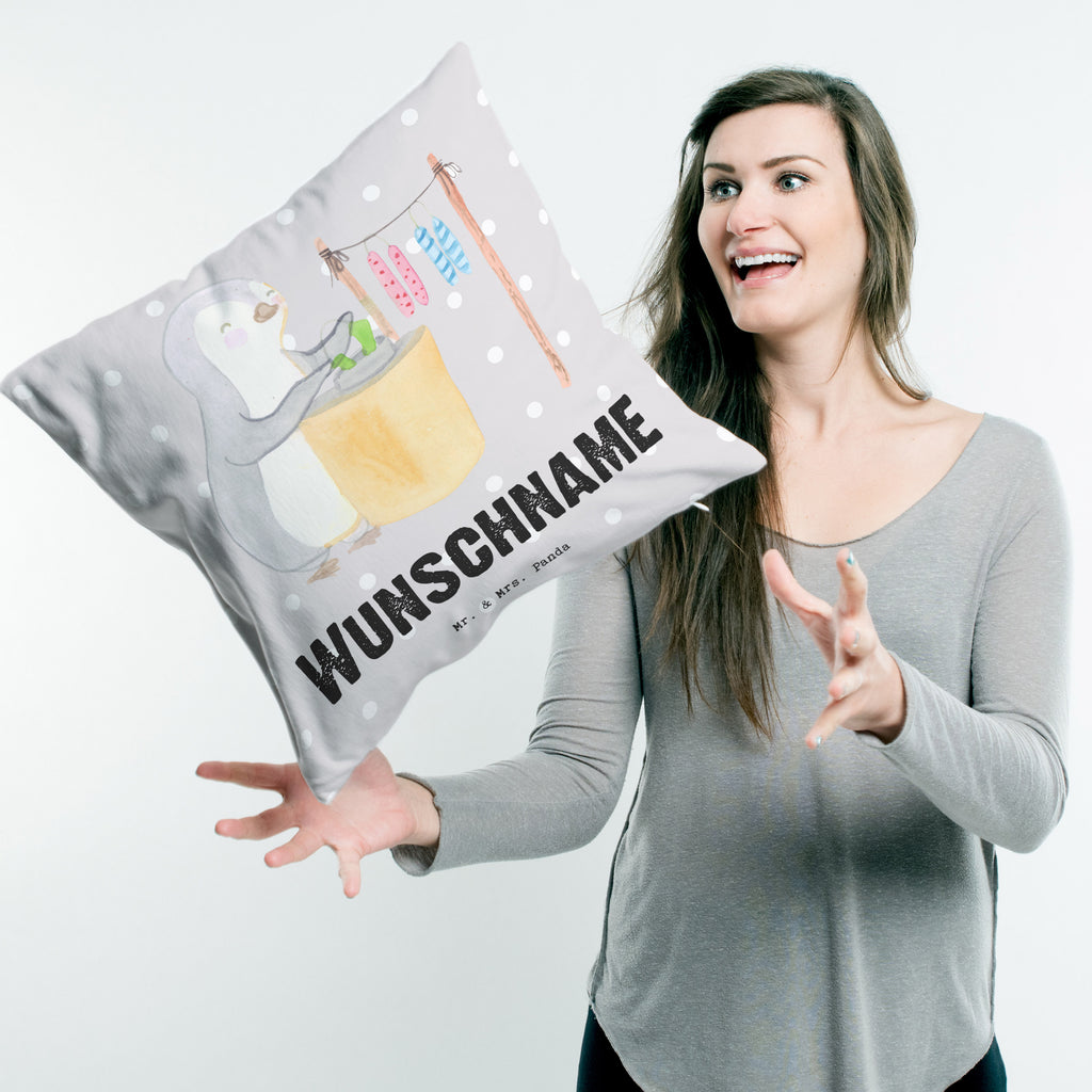 Personalisiertes Kissen Pinguin Kerzenziehen Tage Kissen, personalisiert, Name, Wunschname, bedrucken, Kopfkissen, Geschenk, Sport, Sportart, Hobby, Schenken, Danke, Dankeschön, Auszeichnung, Gewinn, Sportler, Kerzenziehen, Kerzen ziehen. DIY, Deko basteln