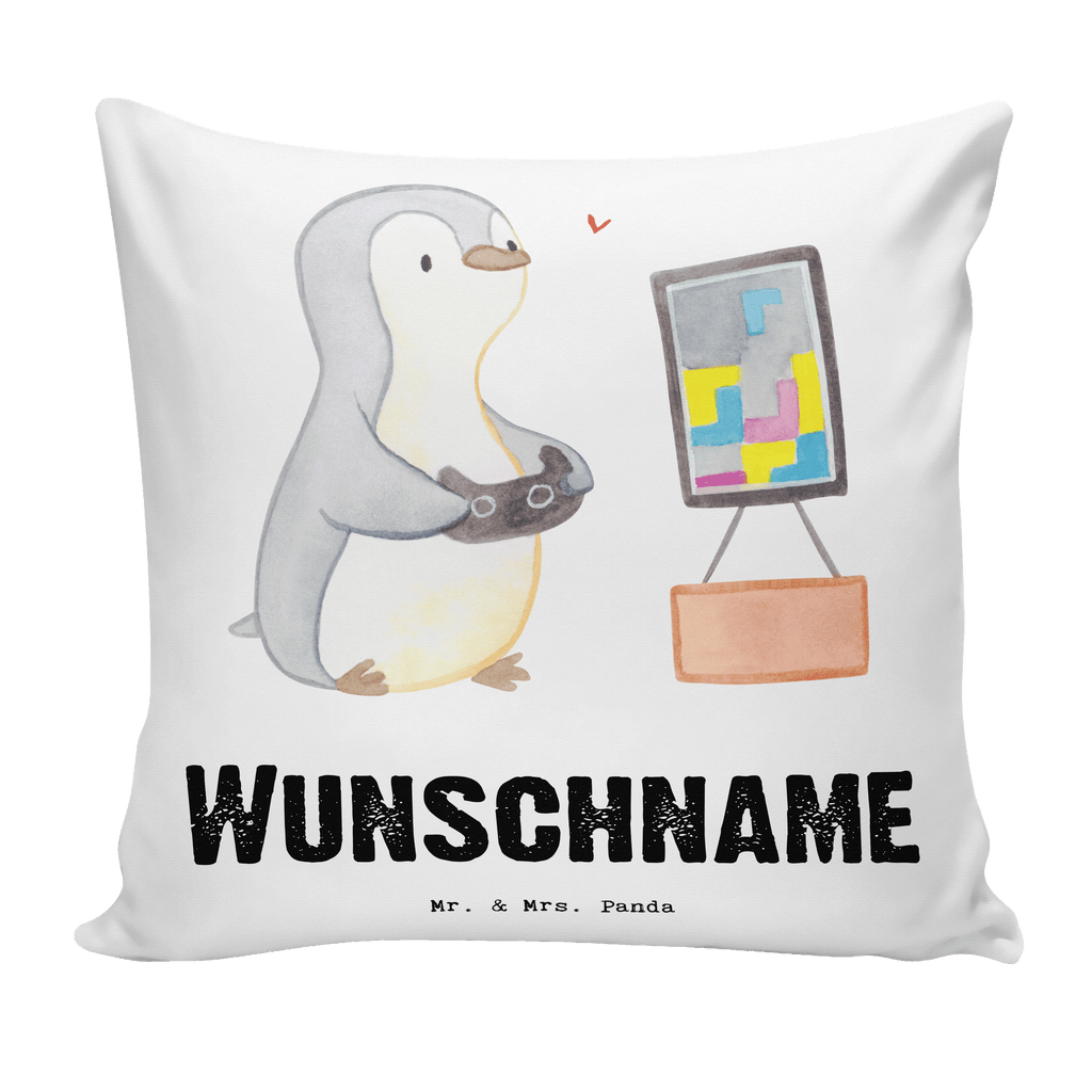 Personalisiertes Kissen Pinguin Zocken Tage Kissen, personalisiert, Name, Wunschname, bedrucken, Kopfkissen, Geschenk, Sport, Sportart, Hobby, Schenken, Danke, Dankeschön, Auszeichnung, Gewinn, Sportler, Zocken, Gaming, Videospiele, Videogames