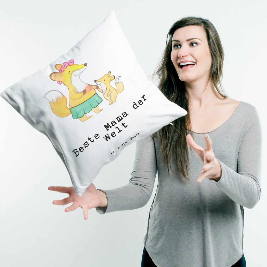 40x40 Kissen Fuchs Beste Mama der Welt Mama, Mami, Mutter, Muttertag, Mutti, Ma, Tochter, Sohn, Dankeschön, Danke, Beste Mama, Beste, Supermama Kissenhülle, Kopfkissen, Sofakissen, Dekokissen, Motivkissen  für, Dankeschön, Geschenk, Schenken, Geburtstag, Geburtstagsgeschenk, Geschenkidee, Danke, Bedanken, Mitbringsel, Freude machen, Geschenktipp