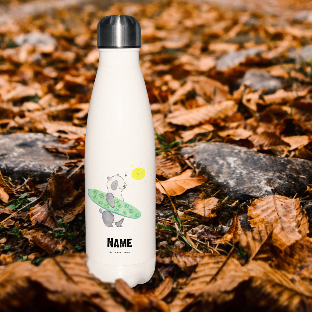 Personalisierte Thermosflasche Panda Surfen Tage Personalisierte Isolierflasche, Personalisierte Thermoflasche, Personalisierte Trinkflasche, Trinkflasche Mit Namen, Wunschname, Bedrucken, Namensflasche, Geschenk, Sport, Sportart, Hobby, Schenken, Danke, Dankeschön, Auszeichnung, Gewinn, Sportler, Wellenreiten, Surfen, Surfschule