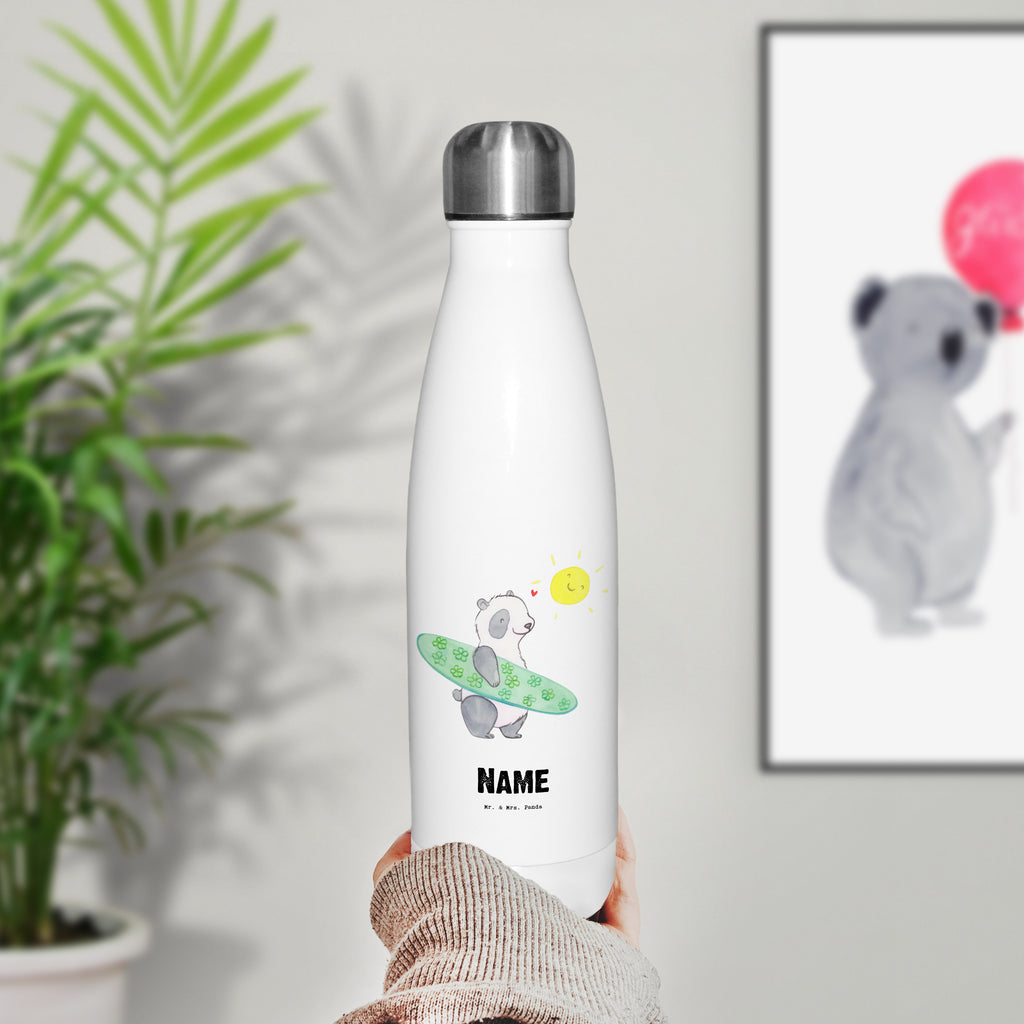 Personalisierte Thermosflasche Panda Surfen Tage Personalisierte Isolierflasche, Personalisierte Thermoflasche, Personalisierte Trinkflasche, Trinkflasche Mit Namen, Wunschname, Bedrucken, Namensflasche, Geschenk, Sport, Sportart, Hobby, Schenken, Danke, Dankeschön, Auszeichnung, Gewinn, Sportler, Wellenreiten, Surfen, Surfschule