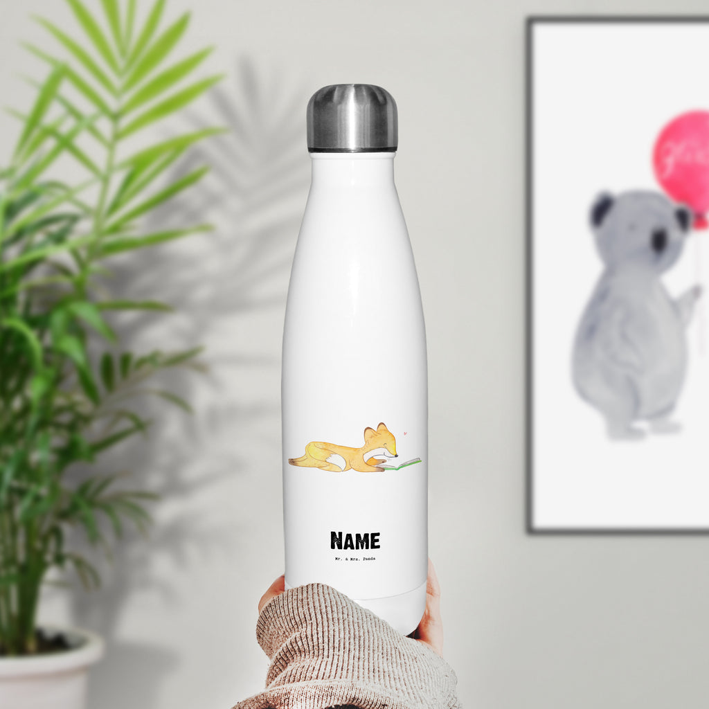 Personalisierte Thermosflasche Fuchs Lesen Tage Personalisierte Isolierflasche, Personalisierte Thermoflasche, Personalisierte Trinkflasche, Trinkflasche Mit Namen, Wunschname, Bedrucken, Namensflasche, Geschenk, Sport, Sportart, Hobby, Schenken, Danke, Dankeschön, Auszeichnung, Gewinn, Sportler, lesen, Bücher lesen, Bücherwurm