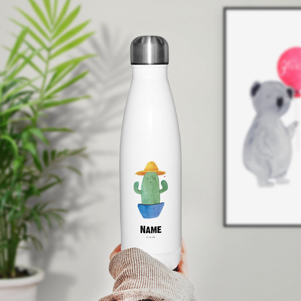 Personalisierte Thermosflasche Kaktus Sonnenhut Personalisierte Isolierflasche, Personalisierte Thermoflasche, Personalisierte Trinkflasche, Trinkflasche Mit Namen, Wunschname, Bedrucken, Namensflasche, Kaktus, Kakteen, Reisen, Weltreise, Weltenbummler, Reisetagebuch, Städtetrip, Kaktusliebe, Geschenkidee, Spruch, Motivation