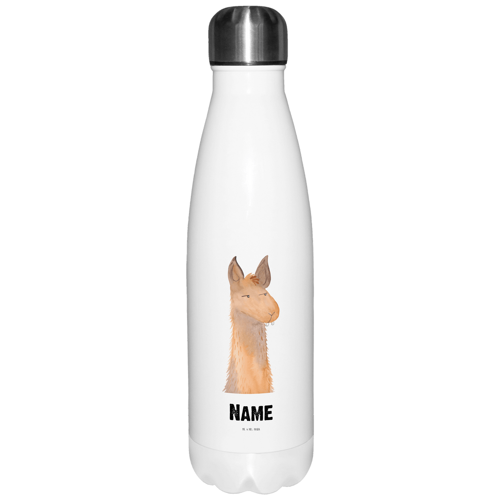 Personalisierte Thermosflasche Lamakopf genervt Personalisierte Isolierflasche, Personalisierte Thermoflasche, Personalisierte Trinkflasche, Trinkflasche Mit Namen, Wunschname, Bedrucken, Namensflasche, Lama, Alpaka, Lamas, Recht haben, genervt sein, Freundin, beste Freundin, Partnerin, Büro, Büroalltag, Chef, Chefin, Azubi