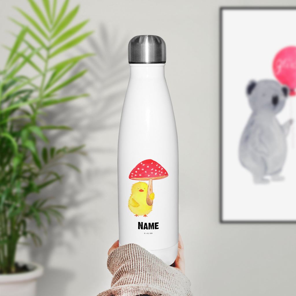 Personalisierte Thermosflasche Küken Fliegenpilz Personalisierte Isolierflasche, Personalisierte Thermoflasche, Personalisierte Trinkflasche, Trinkflasche Mit Namen, Wunschname, Bedrucken, Namensflasche, Ostern, Osterhase, Ostergeschenke, Osternest, Osterdeko, Geschenk zu Ostern, Küken, Fliegenpilz, Glückspilz, Frohe Ostern, Ostergrüße