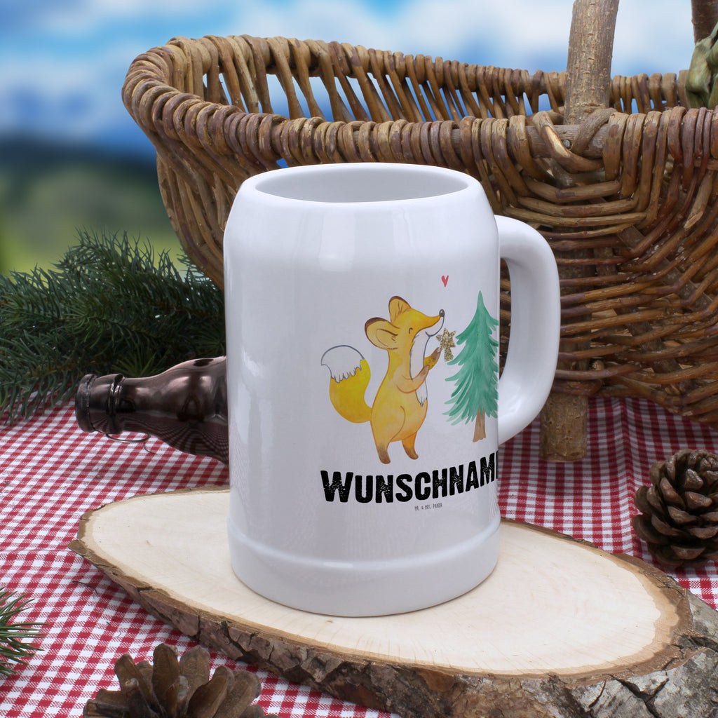 Personalisierter Bierkrug Fuchs  Weihnachtsbaum Bierkrug mit Namen, Bierkrug personalisieren, Bierglas mit Namen, Personalisierung, Bedrucken, Winter, Weihnachten, Weihnachtsdeko, Nikolaus, Advent, Heiligabend, Wintermotiv, Weihnachtsmann, Weihnachtstage, Fuchs, Schlittschuh, Weihnachtszeit, Weihnachtsdekoration