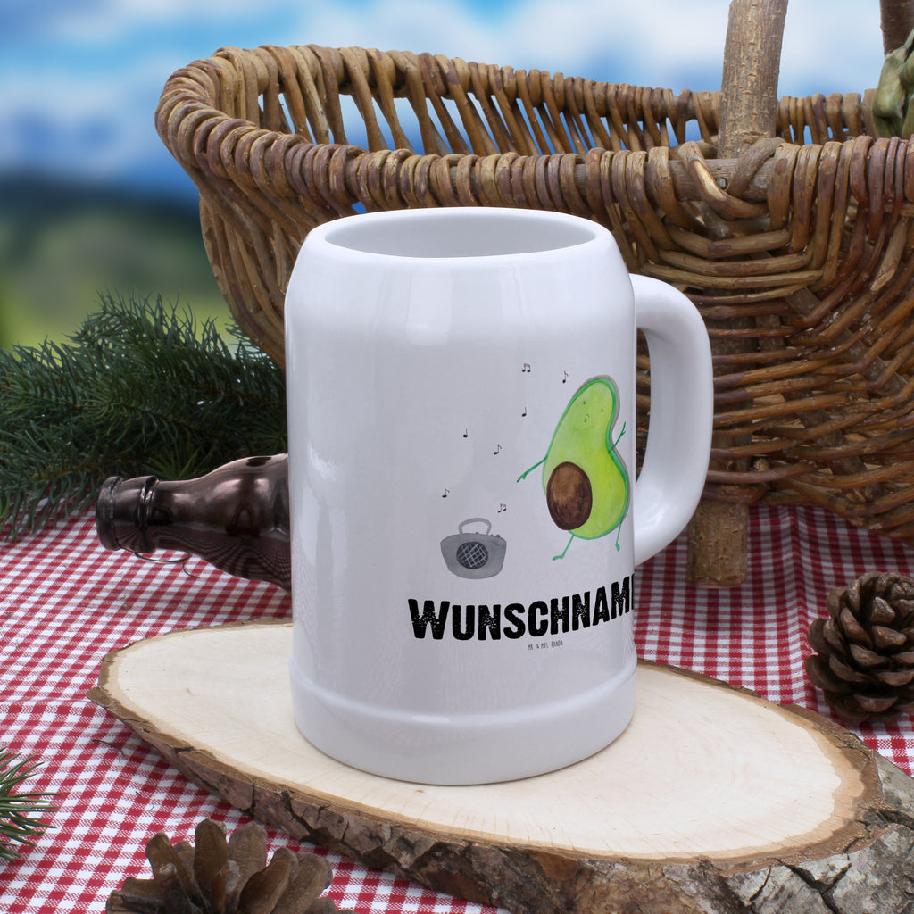 Personalisierter Bierkrug Avocado tanzt Bierkrug mit Namen, Bierkrug personalisieren, Bierglas mit Namen, Personalisierung, Bedrucken, Avocado, Veggie, Vegan, Gesund