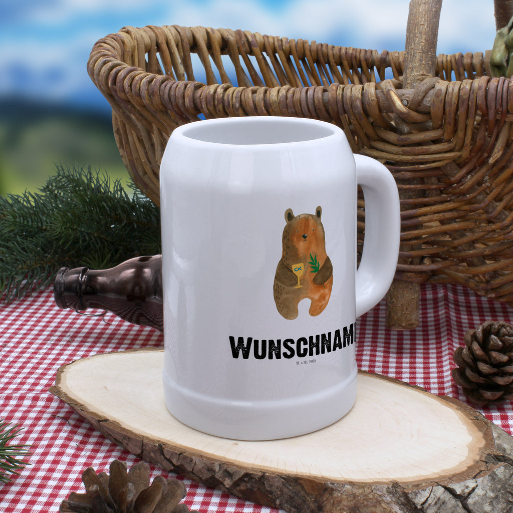 Personalisierter Bierkrug Konfirmation-Bär Bierkrug mit Namen, Bierkrug personalisieren, Bierglas mit Namen, Personalisierung, Bedrucken, Bär, Teddy, Teddybär, Konfirmation, Kirche, evangelisch, Gottesdienst