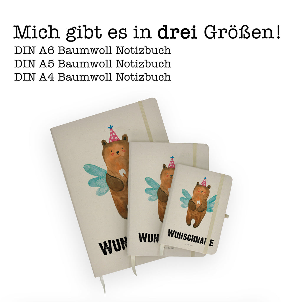 DIN A4 Personalisiertes Notizbuch Zahnfee Bär Personalisiertes Notizbuch, Notizbuch mit Namen, Notizbuch bedrucken, Personalisierung, Namensbuch, Namen, Bär, Teddy, Teddybär, Zahnfee, Fee, Milchzahn, Erster Zahn