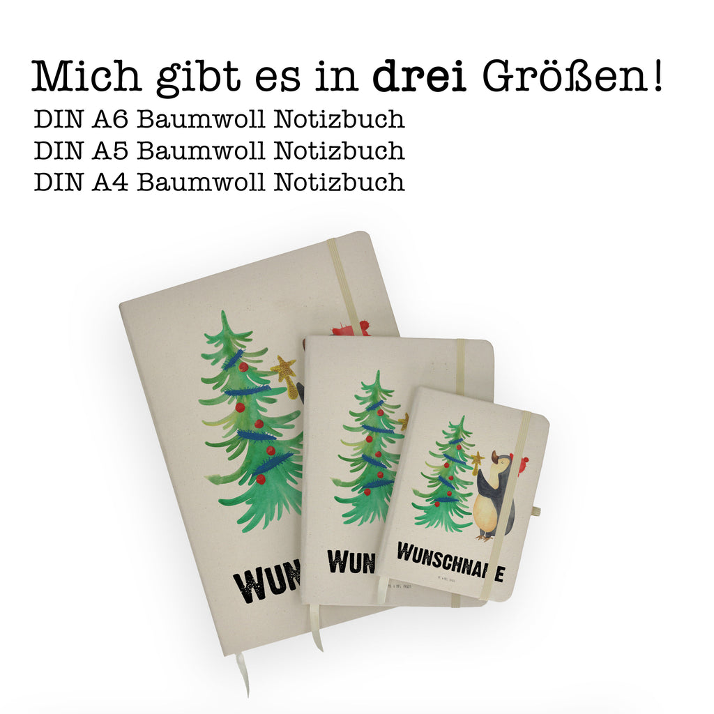 DIN A4 Personalisiertes Notizbuch Pinguin Weihnachtsbaum Personalisiertes Notizbuch, Notizbuch mit Namen, Notizbuch bedrucken, Personalisierung, Namensbuch, Namen, Winter, Weihnachten, Weihnachtsdeko, Nikolaus, Advent, Heiligabend, Wintermotiv, Pinguin