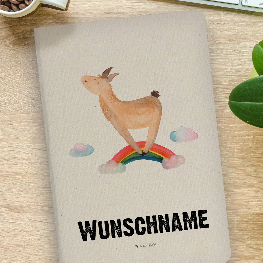 DIN A4 Personalisiertes Notizbuch Lama Regenbogen Personalisiertes Notizbuch, Notizbuch mit Namen, Notizbuch bedrucken, Personalisierung, Namensbuch, Namen, Lama, Alpaka, Lamas, Regenbogen, Haters gonna hate, Haters, Selbstständig, Außenseiter, Schule, Abi, Hobby, Wolkenland, Freiheit