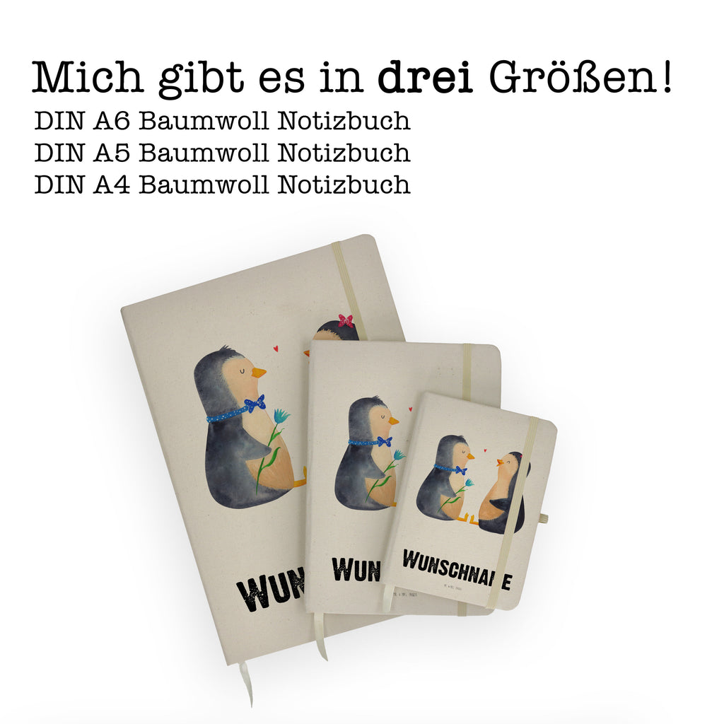 DIN A4 Personalisiertes Notizbuch Pinguin Pärchen Personalisiertes Notizbuch, Notizbuch mit Namen, Notizbuch bedrucken, Personalisierung, Namensbuch, Namen, Pinguin, Pinguine, Liebe, Liebespaar, Liebesbeweis, Liebesgeschenk, Verlobung, Jahrestag, Hochzeitstag, Hochzeit, Hochzeitsgeschenk, große Liebe, Traumpaar