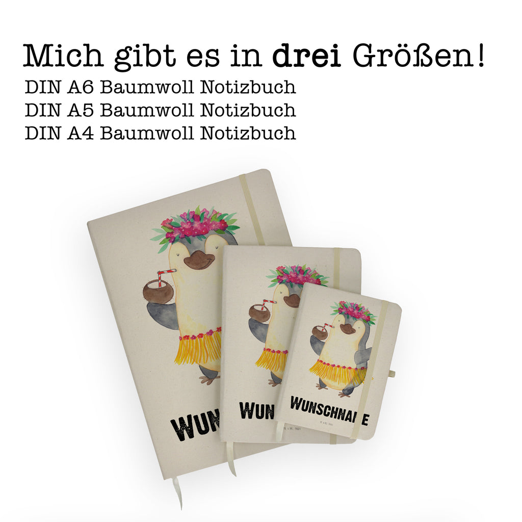DIN A4 Personalisiertes Notizbuch Pinguin Kokosnuss Personalisiertes Notizbuch, Notizbuch mit Namen, Notizbuch bedrucken, Personalisierung, Namensbuch, Namen, Pinguin, Aloha, Hawaii, Urlaub, Kokosnuss, Pinguine