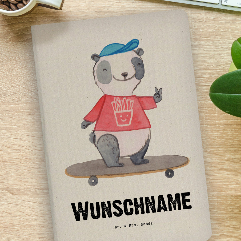 DIN A4 Personalisiertes Notizbuch Panda Longboard fahren Tage Personalisiertes Notizbuch, Notizbuch mit Namen, Notizbuch bedrucken, Personalisierung, Namensbuch, Namen, Geschenk, Sport, Sportart, Hobby, Schenken, Danke, Dankeschön, Auszeichnung, Gewinn, Sportler, Longboard fahren, Skaten