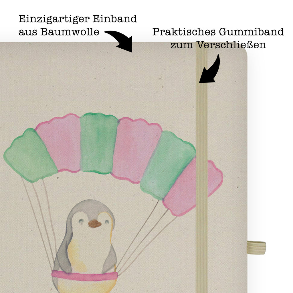 DIN A4 Personalisiertes Notizbuch Pinguin Fallschirm springen Tage Personalisiertes Notizbuch, Notizbuch mit Namen, Notizbuch bedrucken, Personalisierung, Namensbuch, Namen, Geschenk, Sport, Sportart, Hobby, Schenken, Danke, Dankeschön, Auszeichnung, Gewinn, Sportler, Fallschirmspringen, Skydive, Fallschirmsprung