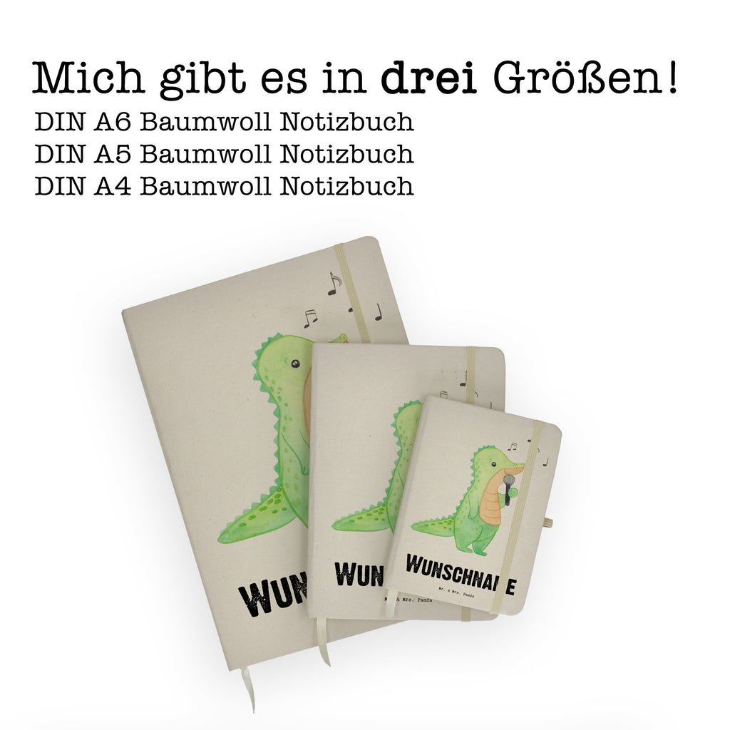 DIN A4 Personalisiertes Notizbuch Krokodil Singen Tage Personalisiertes Notizbuch, Notizbuch mit Namen, Notizbuch bedrucken, Personalisierung, Namensbuch, Namen, Geschenk, Sport, Sportart, Hobby, Schenken, Danke, Dankeschön, Auszeichnung, Gewinn, Sportler, Singen, Band, Live Auftritt, Gesang, Hobbysänger